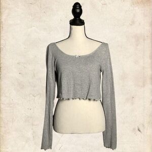 Urban Outfitters Gray Long Sleeve Crop Top